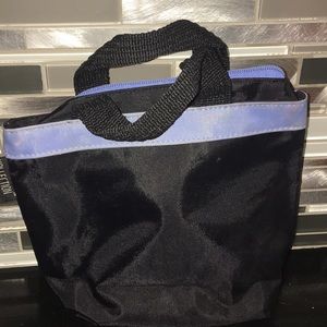 Kollection Black Blue Canvas Beauty Cosmetic Tote
